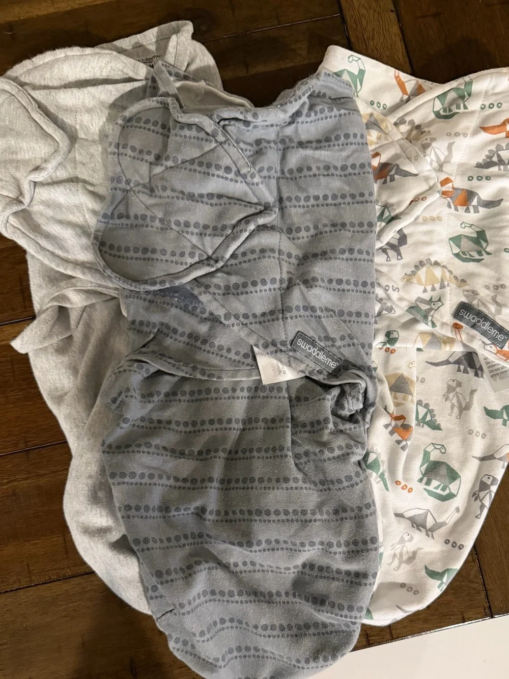 SwaddleMe Gray Striped & Cream Dino Print Kids Pajama Sleep Sacks